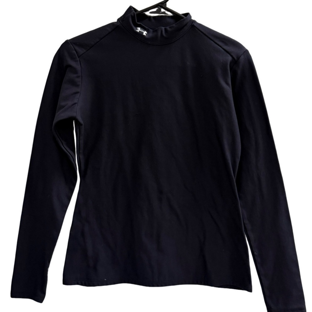 UNDER ARMOUR Coldgear Mock Neck Long Sleeve Shirt Black Size Large